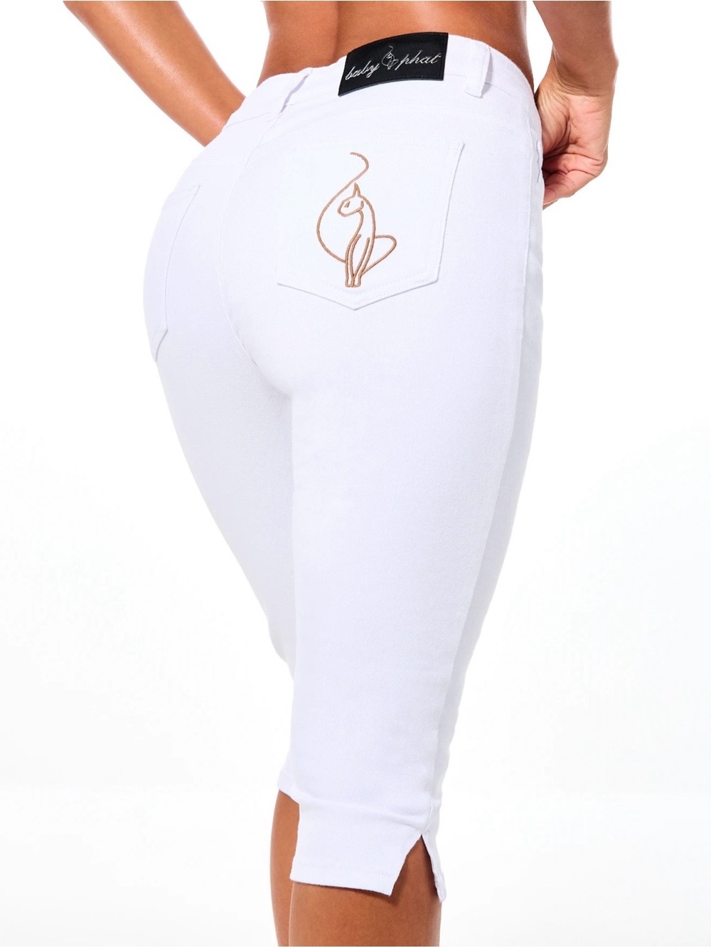 Baby Phat White Capri Pants with Embroidered Back Logo